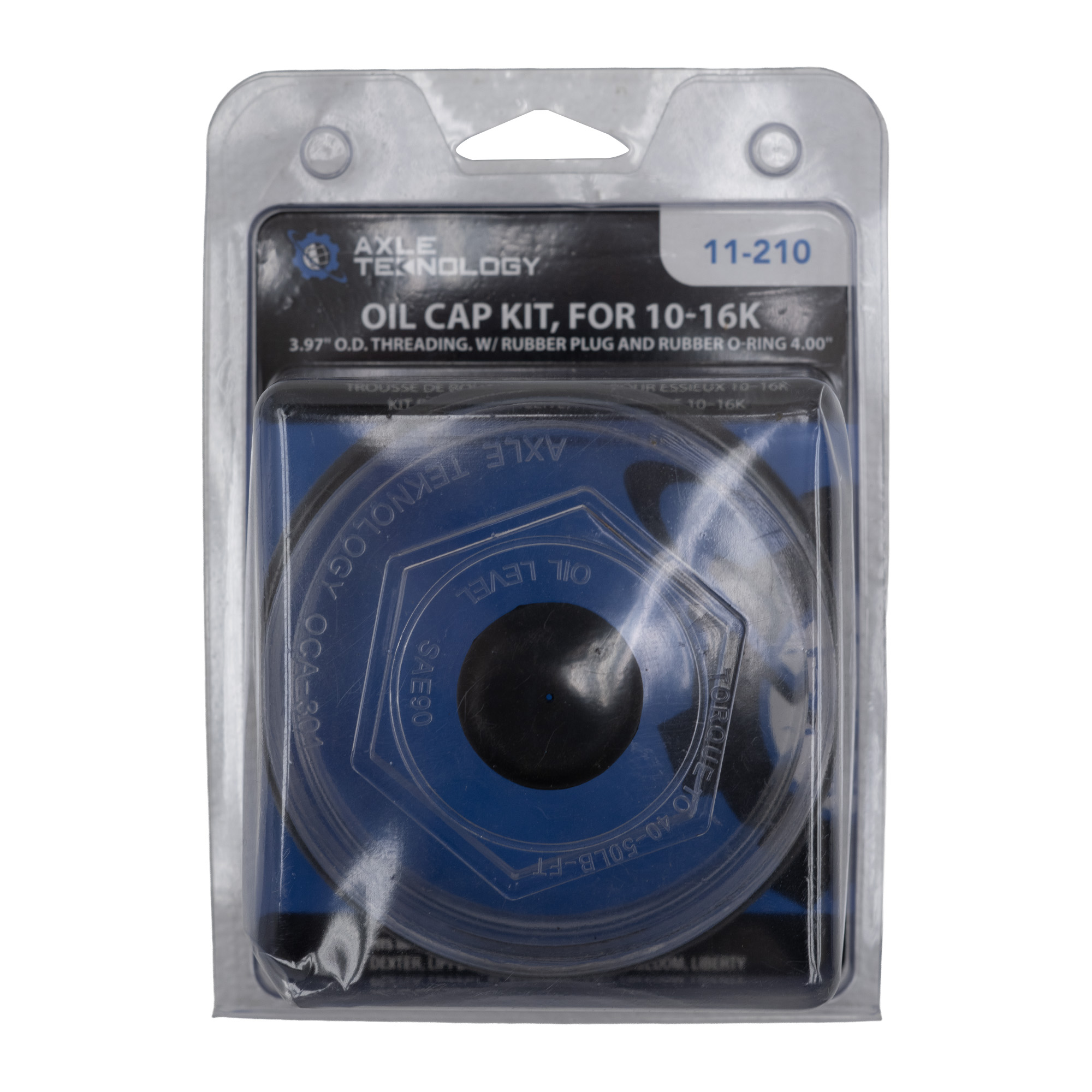 Genuine AxleTek Trailer Hub Cap Component | Oil cap for 10-16K | 4" threads with rubber plug and rubber o-ring - | 11-210