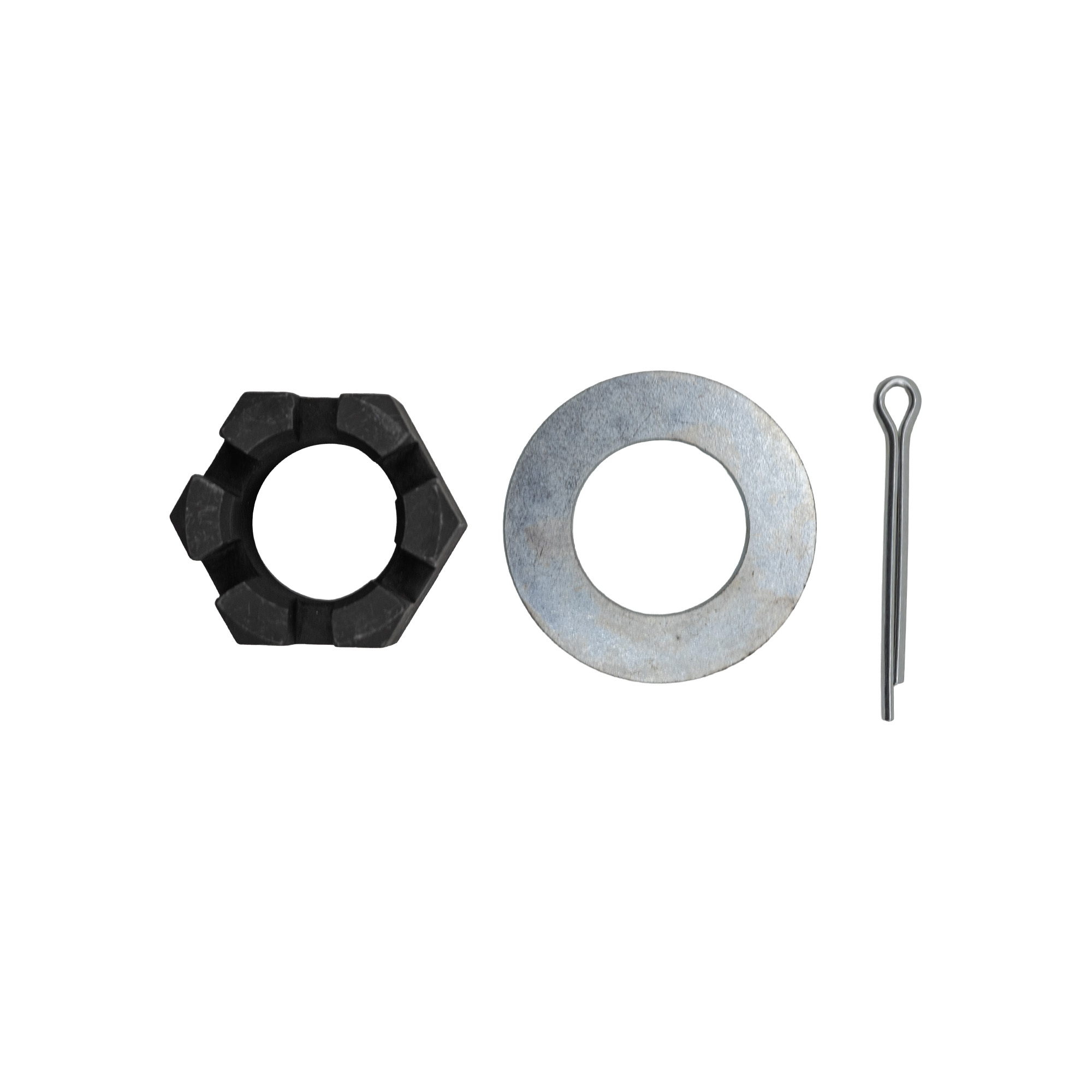 Trailer Axle Spindle Component | Spindle Lug Kit 10K | 6-slot castle spindle nut with 1-1/2"-12 | washer and cotter pin - BULK | 11-311