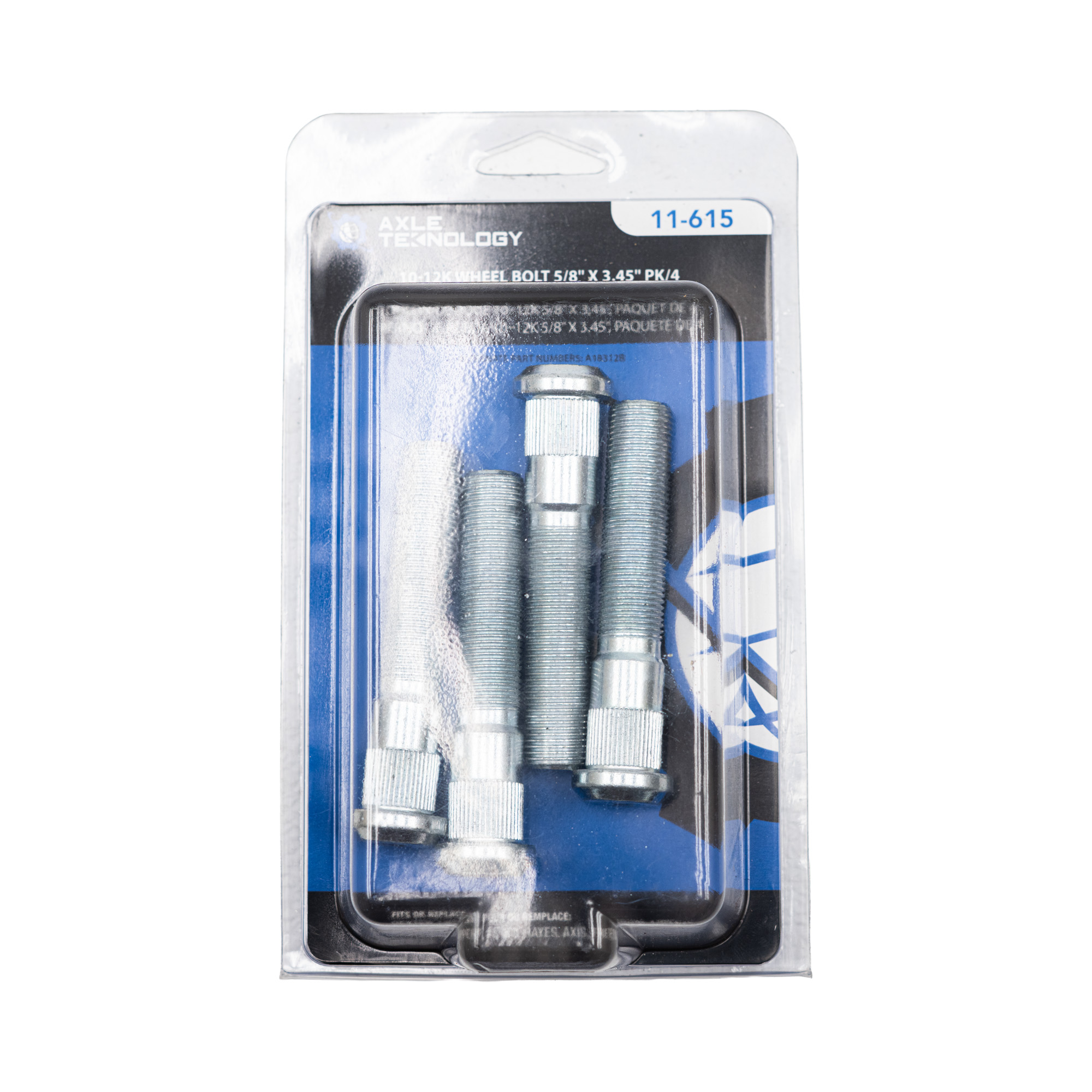 Genuine AxleTek Trailer Wheel Hardware | Stud Press-in 5/8"-18 | 3.16 Stud Length,.31 Spline Length,.690 knurl | Yellow Zinc - | 11-615