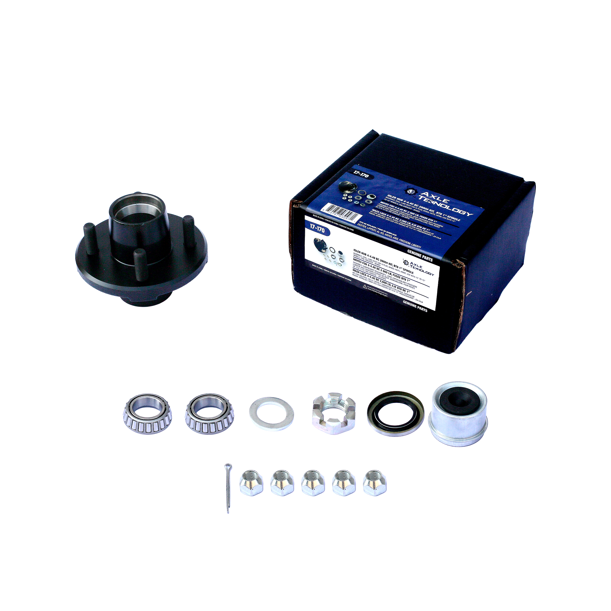 Genuine AxleTek Trailer Hub | Hub 1K | 4-4.00 Pre-Greased Kit | BT8 | 17-170