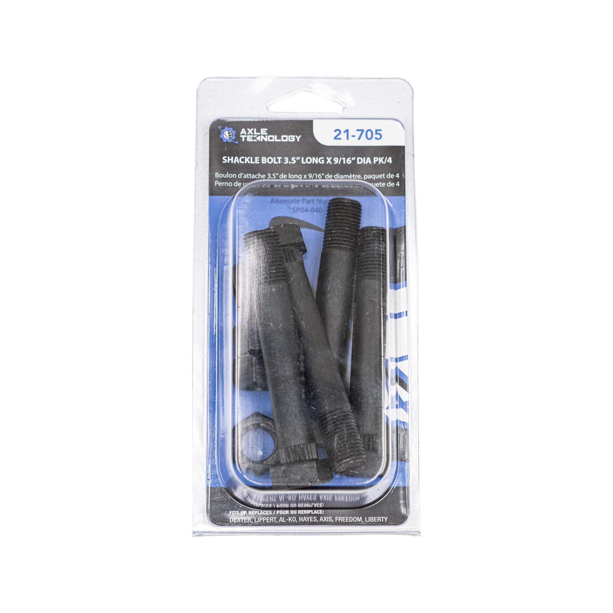 Genuine AxleTek Trailer Suspension Hardware | Bolt | Shackle 3-1/2" long x 9/16" diameter | PK/4 - | 21-705