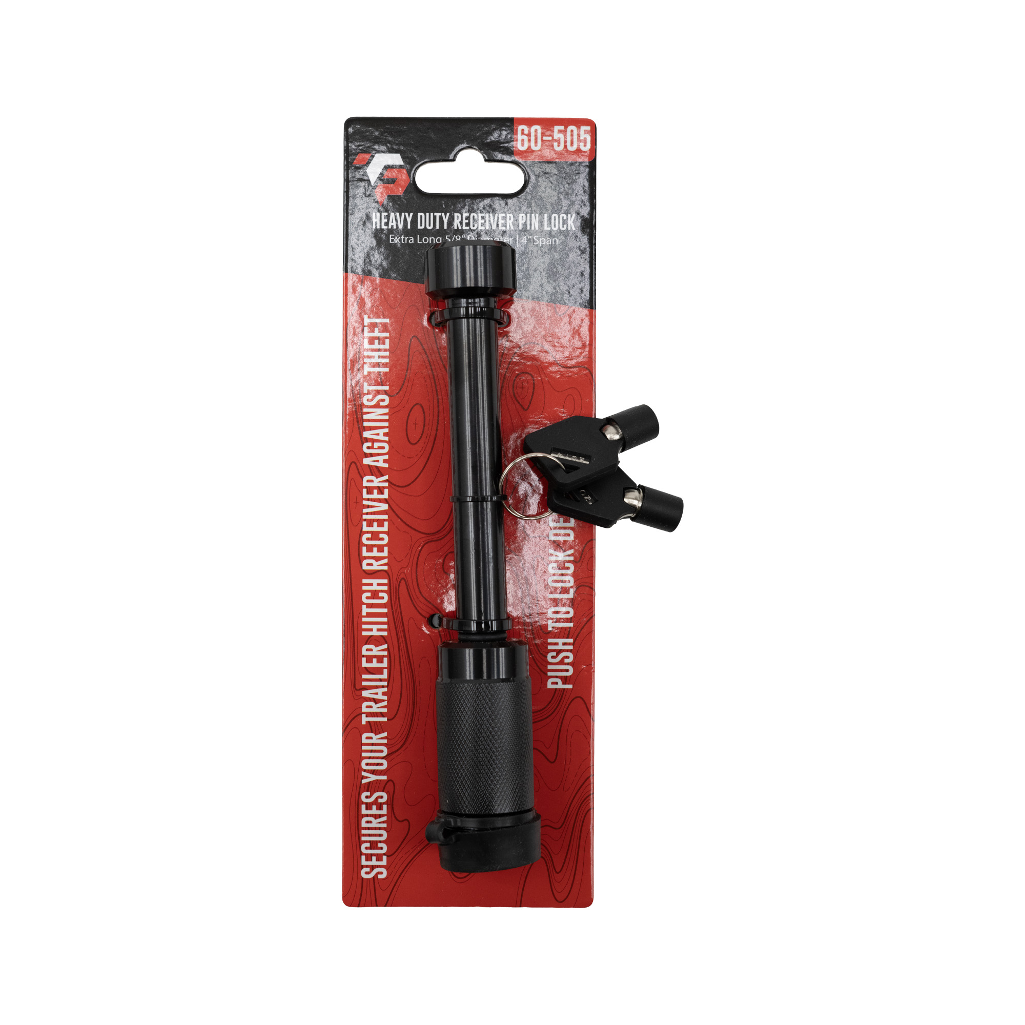 Trailer Hitch Component | Hitch Pin | 5/8" Locking Pin and Clip for 2-1/2" or 3" Receiver - Black | 60-505